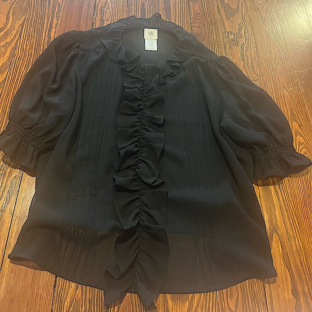 CABi Black Mid-Sleeve Blouse (Womens M, New Condition)